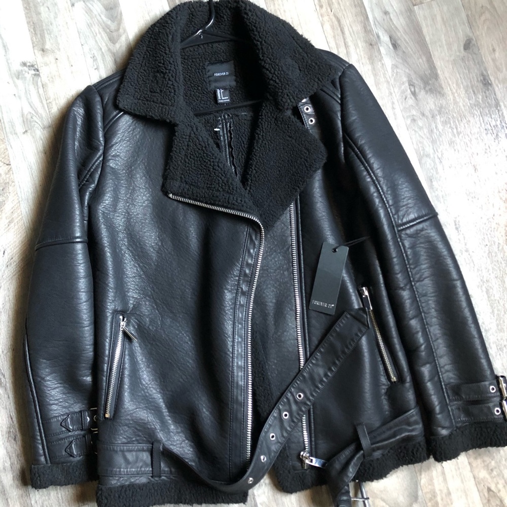Forever 21 Black Faux leather moto jacket